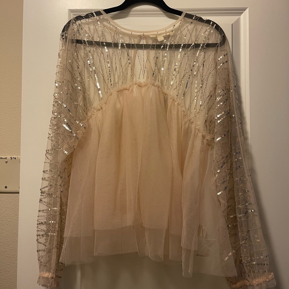 Forever That Girl brand from Anthropology. Sheer sequins with tule. Size Medium